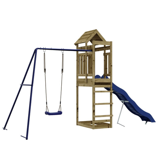 Set da Gioco in Legno per Bambini con Altalena e Scivolo Blu