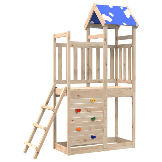 Torre da Gioco in Legno per Bambini con Tetto in Poliestere