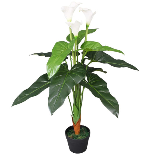 Calla Lily Artificiale con Vaso 85 cm Bianco - Soggiorno - 1