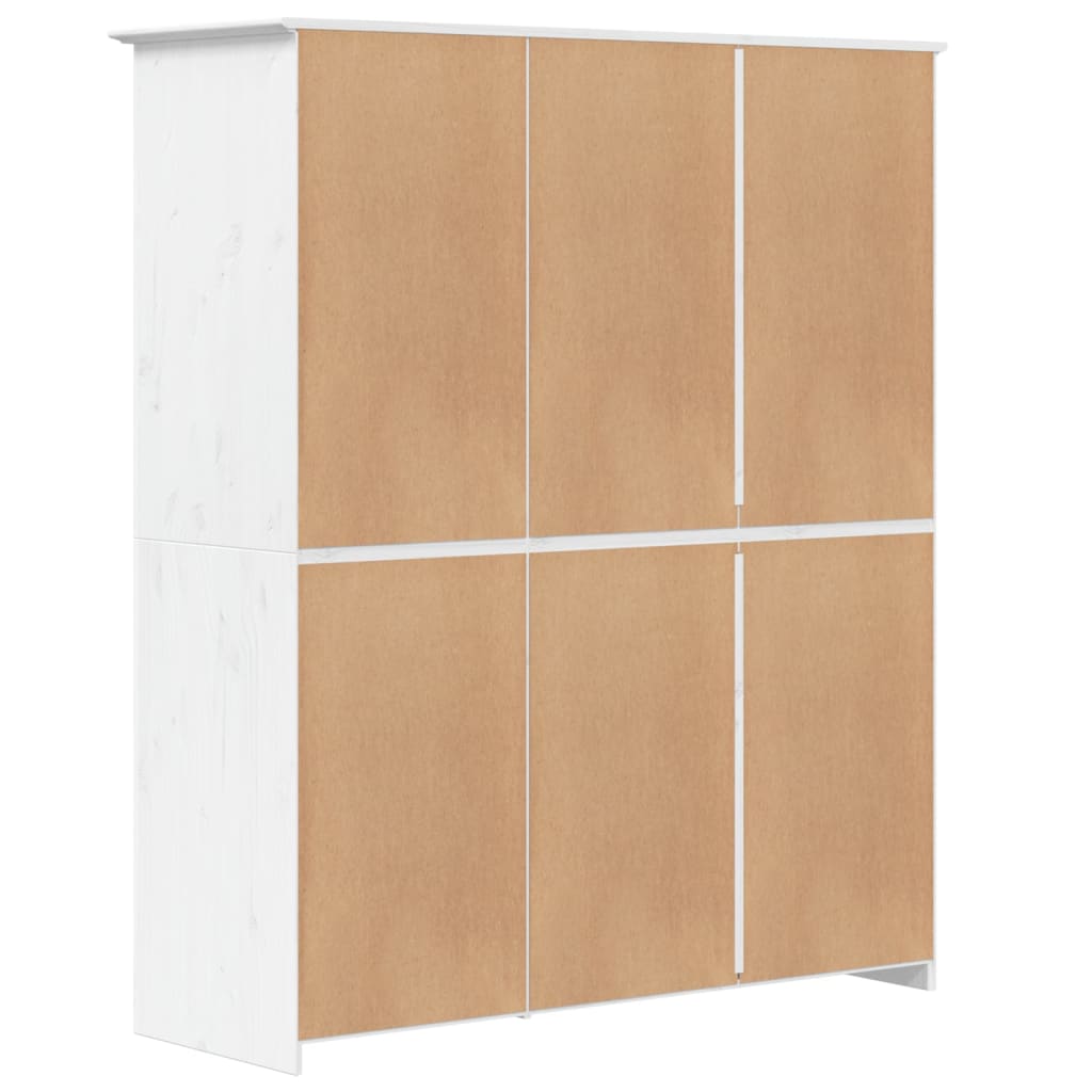Armadio Classico 146x53,5x173 cm in Legno Massello di Pino – Bianco, 3 Ante | BODO