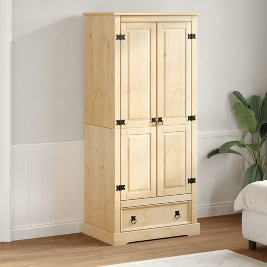 Armadio Legno Massello di Pino Cerato Ambra Robusto con Maniglie in Metallo
