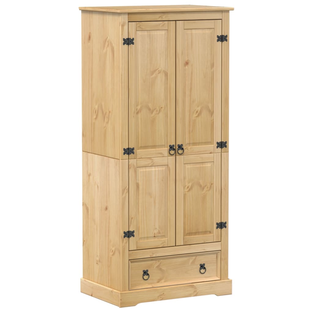 Armadio Legno Massello di Pino Cerato Ambra Robusto con Maniglie in Metallo
