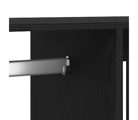 Armadio Rovere Nero con Ripiani e Ruote