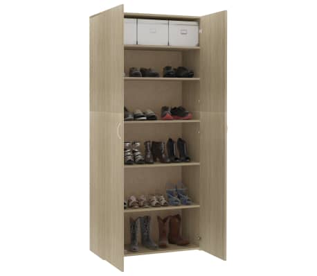 Scarpiera Rovere Sonoma con 2 Ante e 6 Ripiani