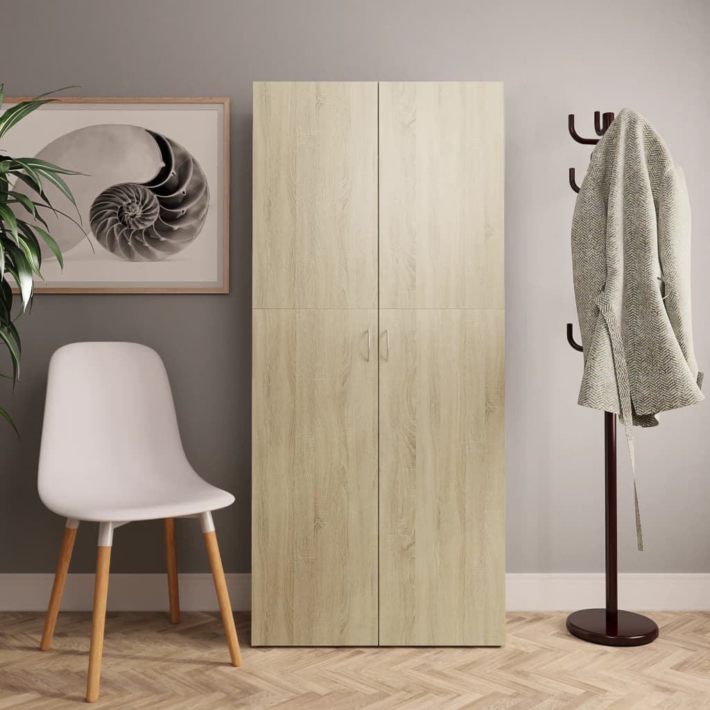 Scarpiera Rovere Sonoma con 2 Ante e 6 Ripiani