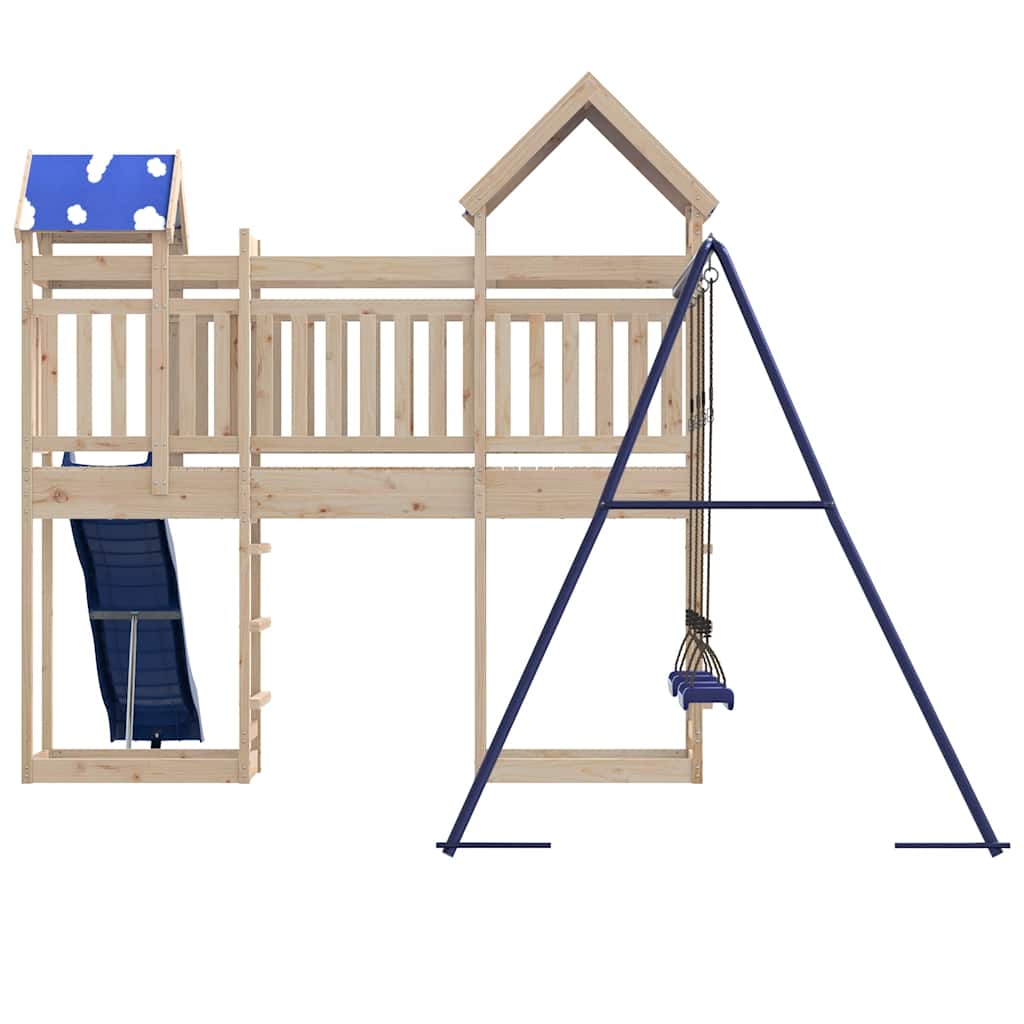 Set da Gioco in Legno per Bambini con Doppia Torre, Ponte e Altalena