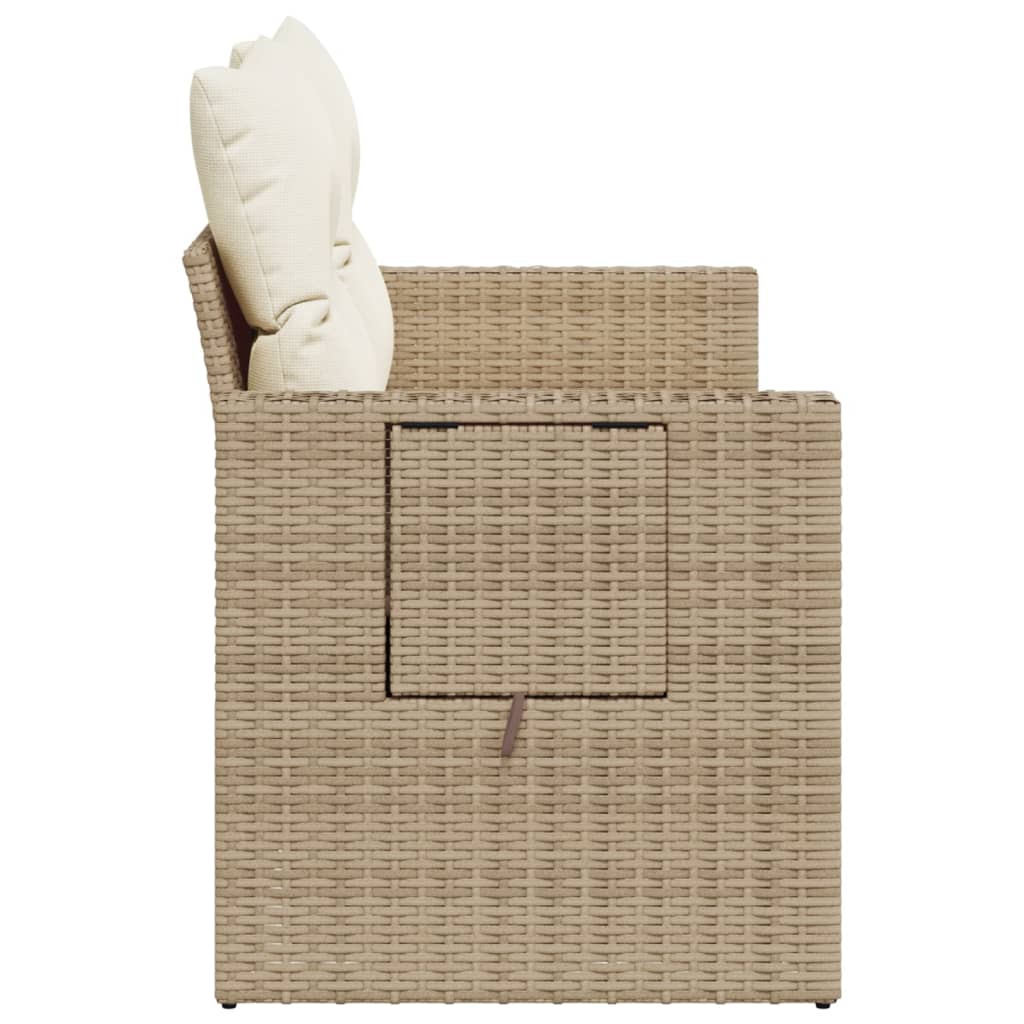 Divanetto da giardino 2 posti in rattan beige con tavolino pieghevole