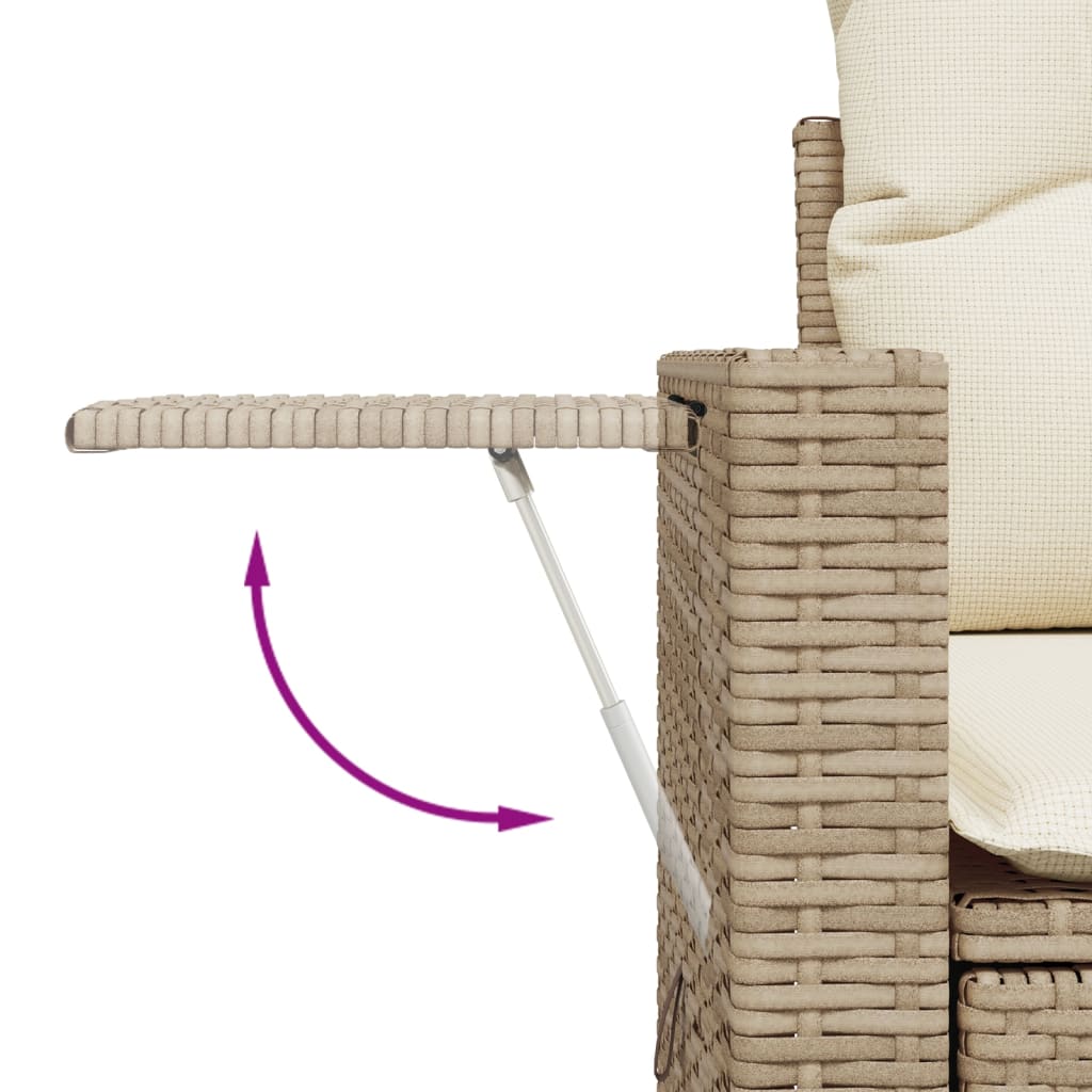 Divanetto da giardino 2 posti in rattan beige con tavolino pieghevole