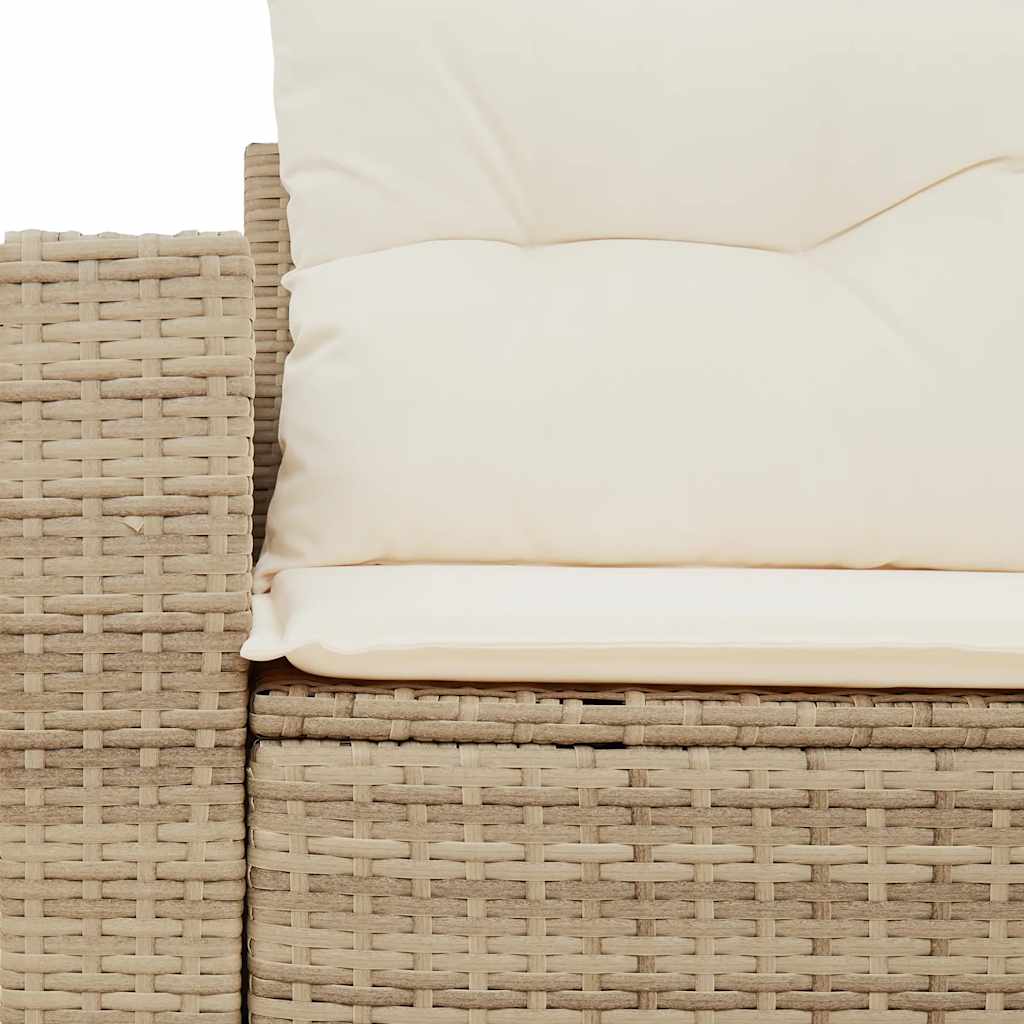 Divanetto da giardino 2 posti in rattan beige con tavolino pieghevole
