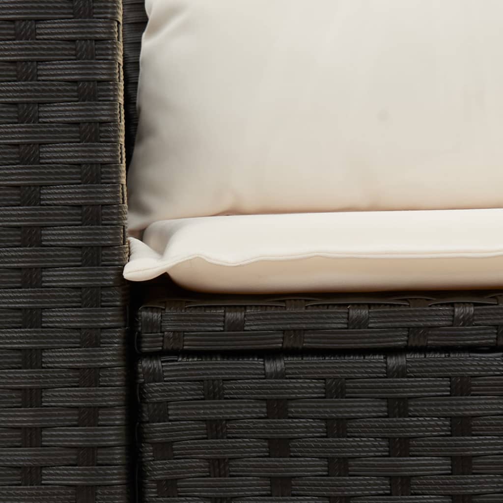 Divanetto da giardino 2 posti in rattan nero con tavolino pieghevole